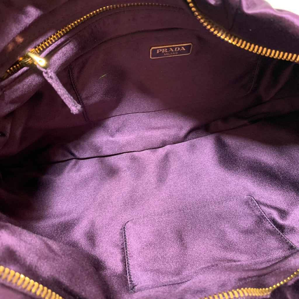 Prada Plum Pleated Satin Clutch | Gently Used |