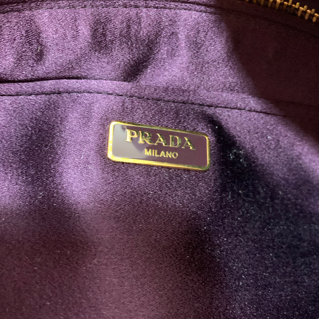 Prada Plum Pleated Satin Clutch | Gently Used |