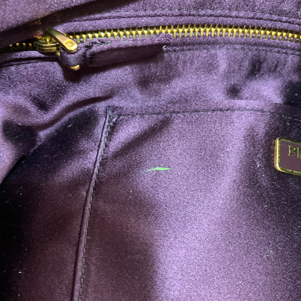 Prada Plum Pleated Satin Clutch | Gently Used |
