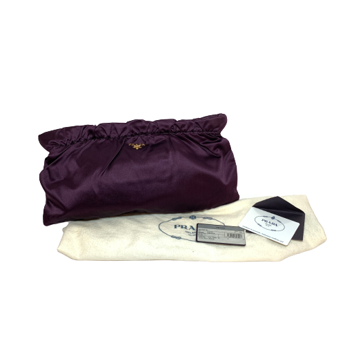 Prada Plum Pleated Satin Clutch | Gently Used |