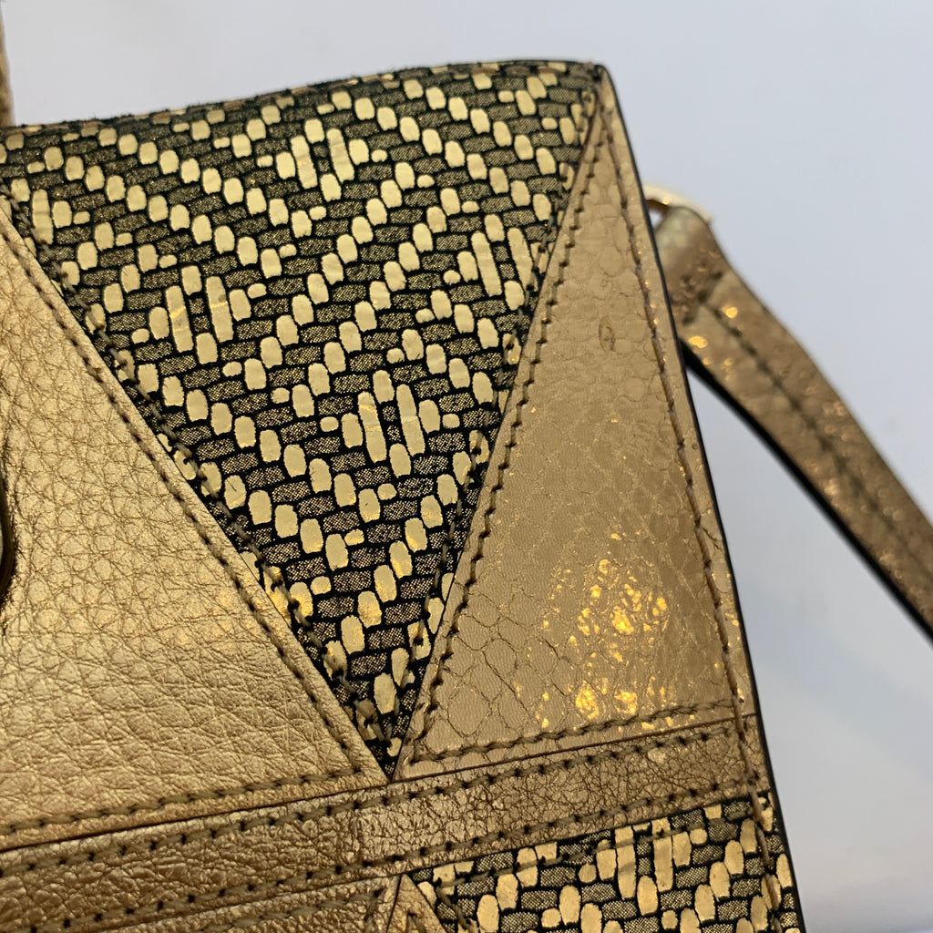 Michael Kors Gold Patchwork 'Mercer' Leather Satchel | Gently Used |