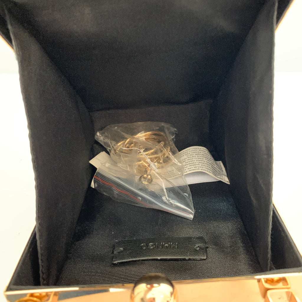 Mango Black Suede & Gold Metal Box Clutch | Pre Loved |