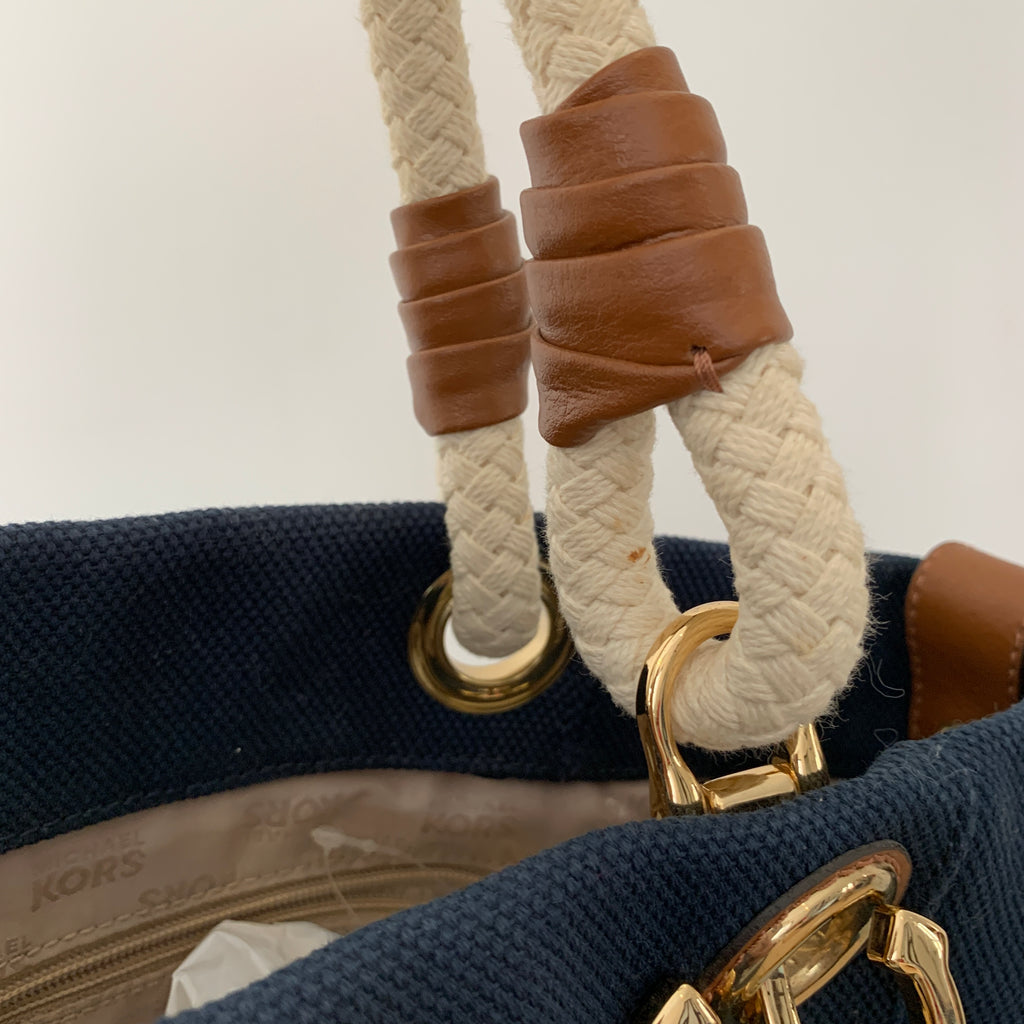Michael Kors 'Marina' Navy Canvas Tote | Pre Loved |