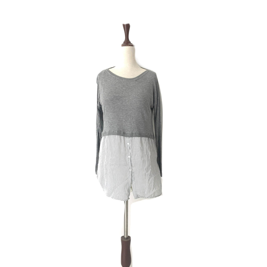 ZARA Grey & Striped Top | Brand New |