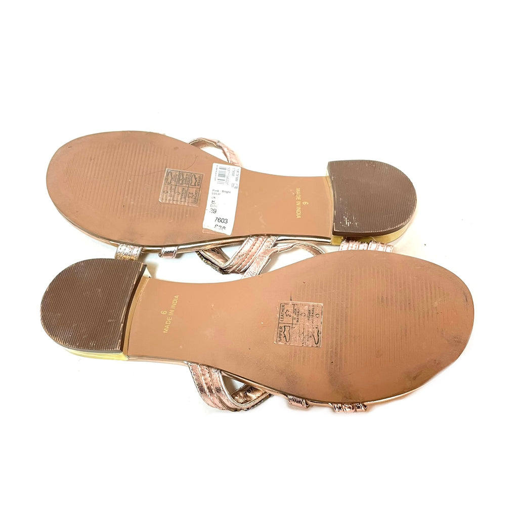 River Island Rose Gold Rhinestone Sandals | Gently Used |