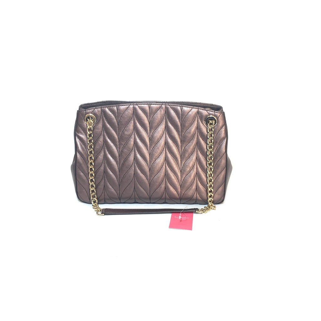 Kate Spade 'Briar Lane' Metallic Quilted Leather Shoulder Bag | Brand New |