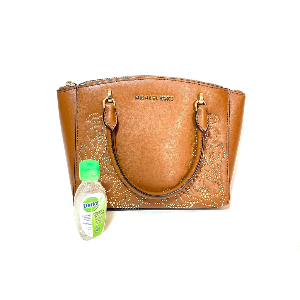 Michael Kors Tan Leather 'Ellis' Gold Studded Tote | Like New |