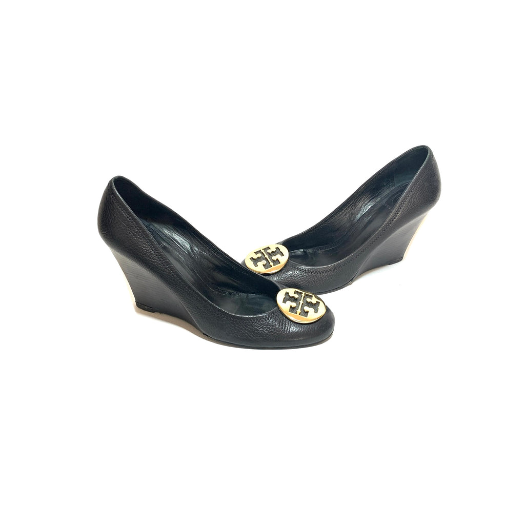 Tory Burch Black Leather 'Sally' Wedges | Pre Loved |