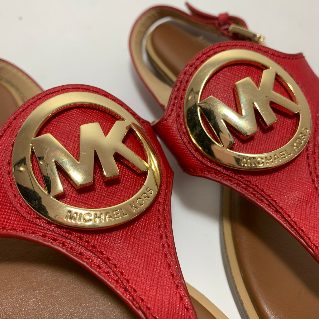 Michael Kors Red Leather Thong Sandals | Pre Loved  |