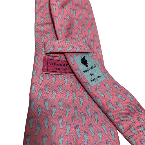 Vineyard Vines Pink Footprints Silk Tie | Like New |