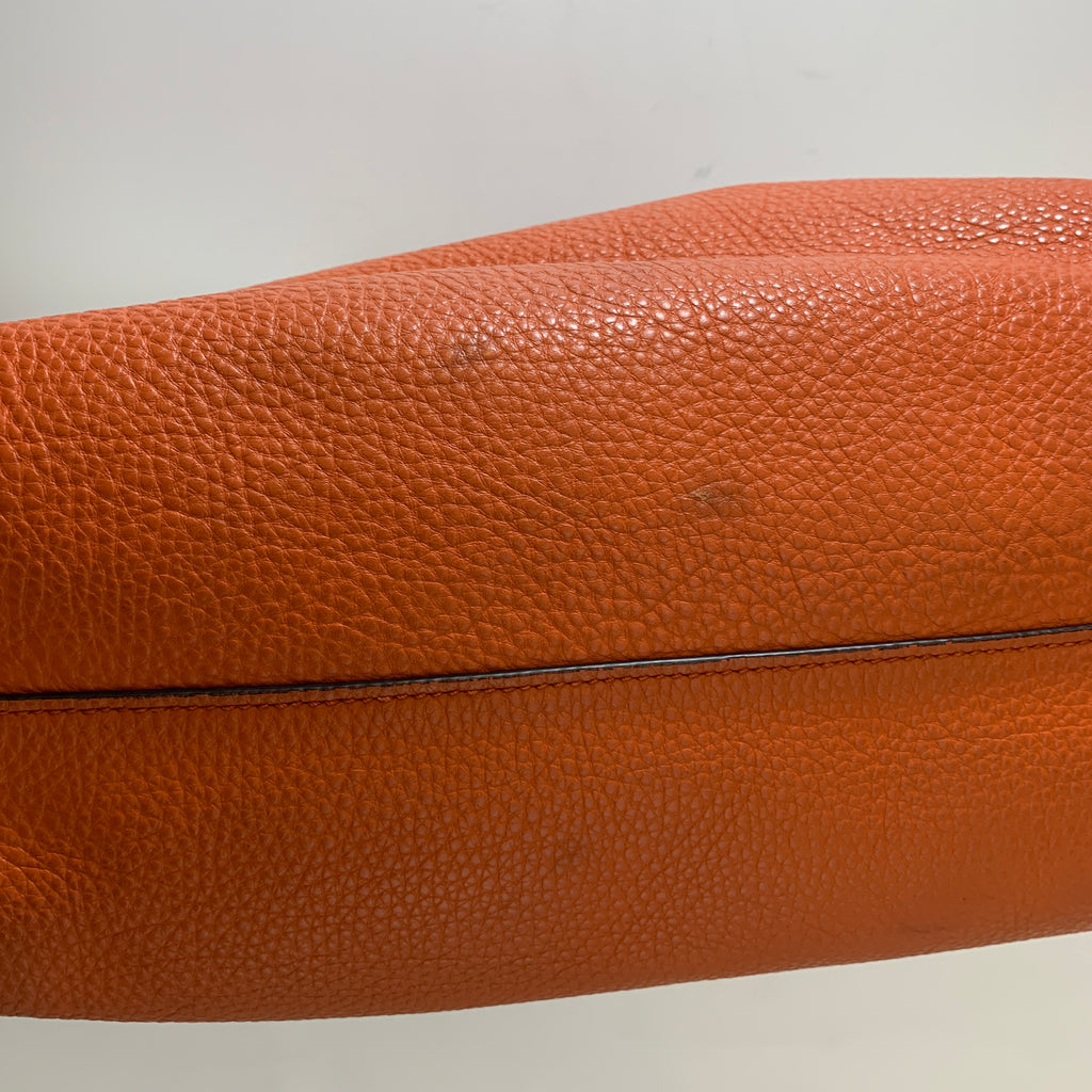 Prada Orange Pebbled Leather Front-zip Convertible Tote | Pre Loved |