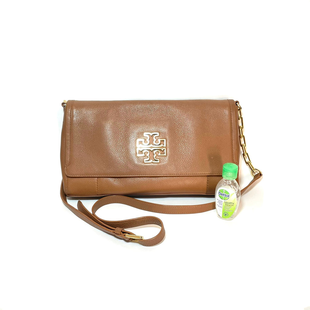 Tory Burch Tan 'Britten' Fold-over Messenger Bag | Pre Loved |