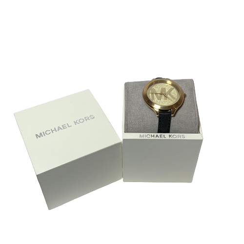 Michael Kors MK2392 Black Leather Wristwatch | Brand New |