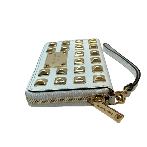 Michael Kors White Leather Studded Ziparound Wallet | Like New |