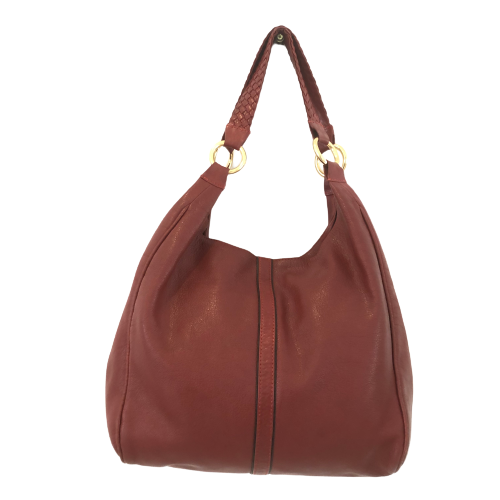 Jafferjees Maroon Leather Hobo Shoulder Bag | Pre Loved |