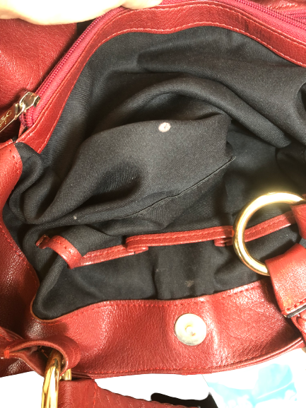 Jafferjees Maroon Leather Hobo Shoulder Bag | Pre Loved |