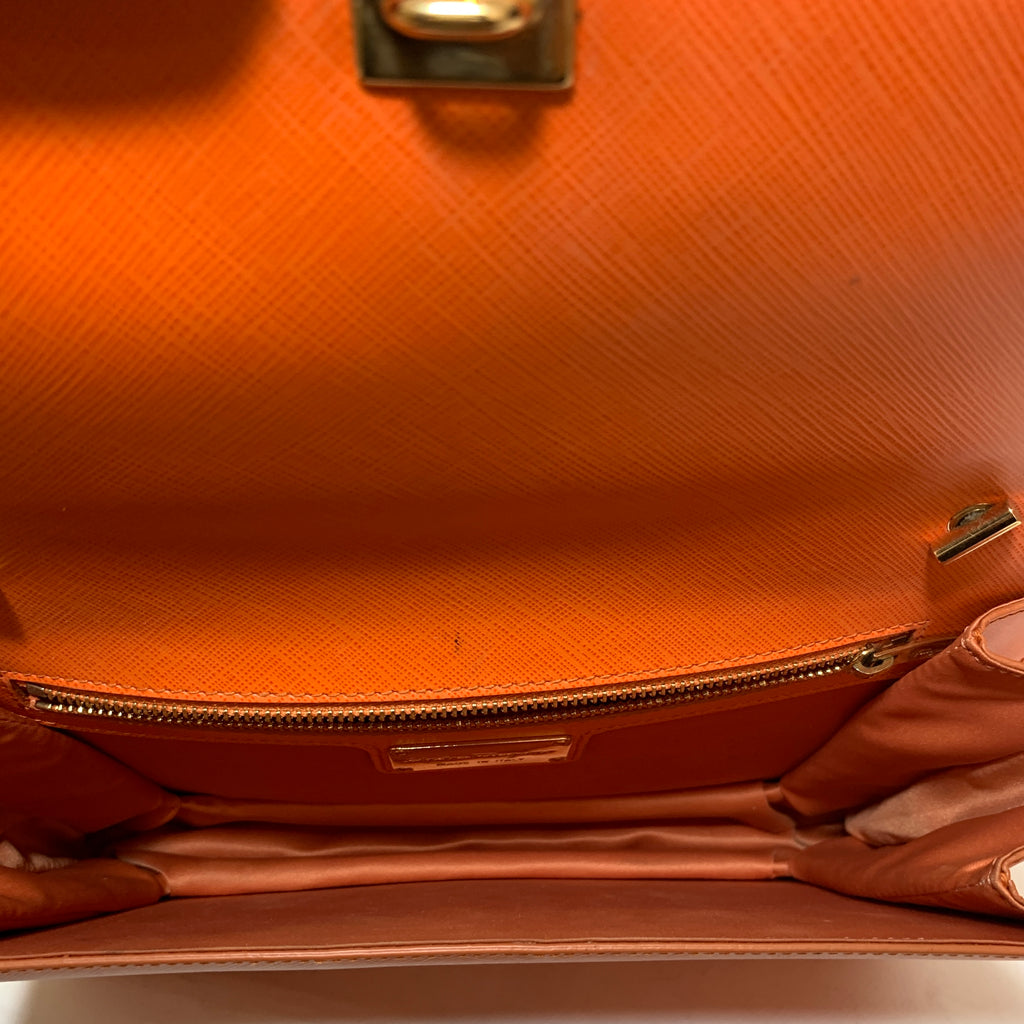 Salvatore Ferragamo Orange Vara Bow Leather Shoulder Bag | Pre Loved |