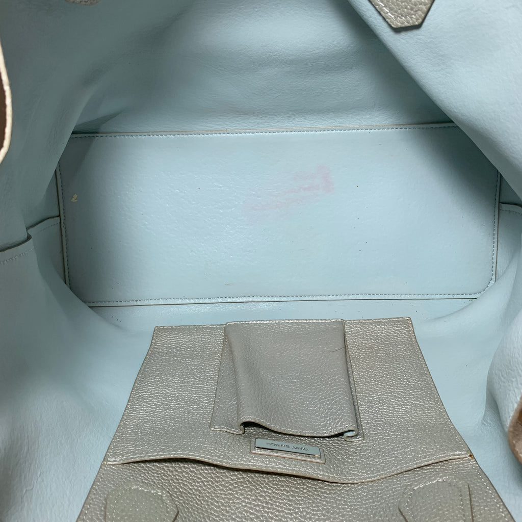 Tory Burch Silver Pebbled Leather 'Perry' Tote | Pre Loved |