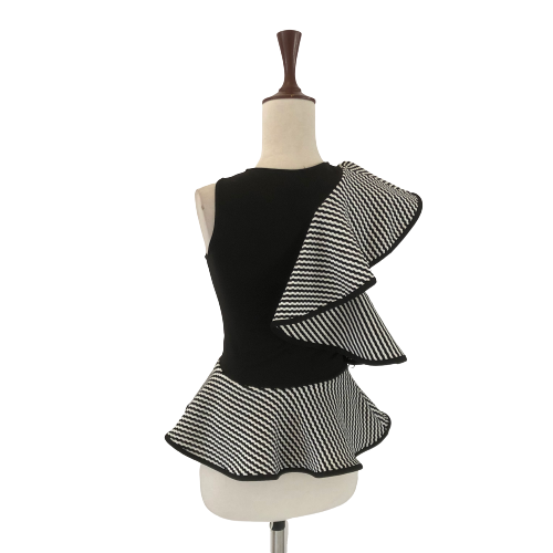 River Island Black & White Frill Peplum Top | Pre Loved |