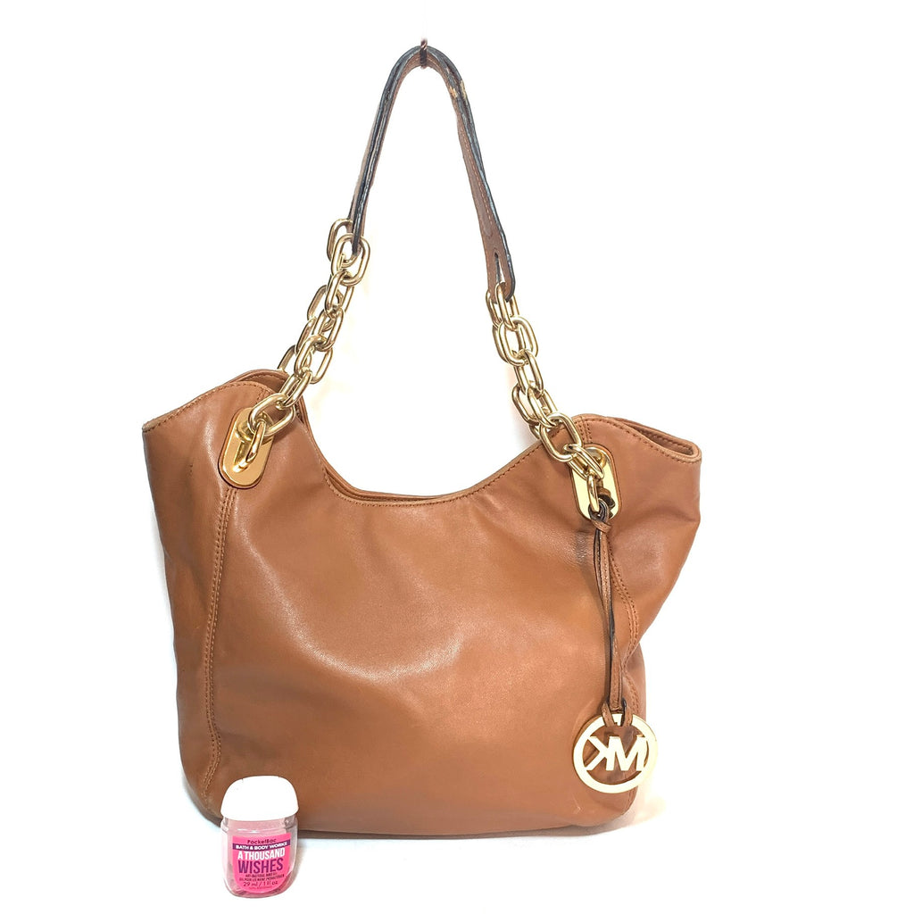 Michael Kors Tan Leather Gold Chain Shoulder Bag | Pre Loved |