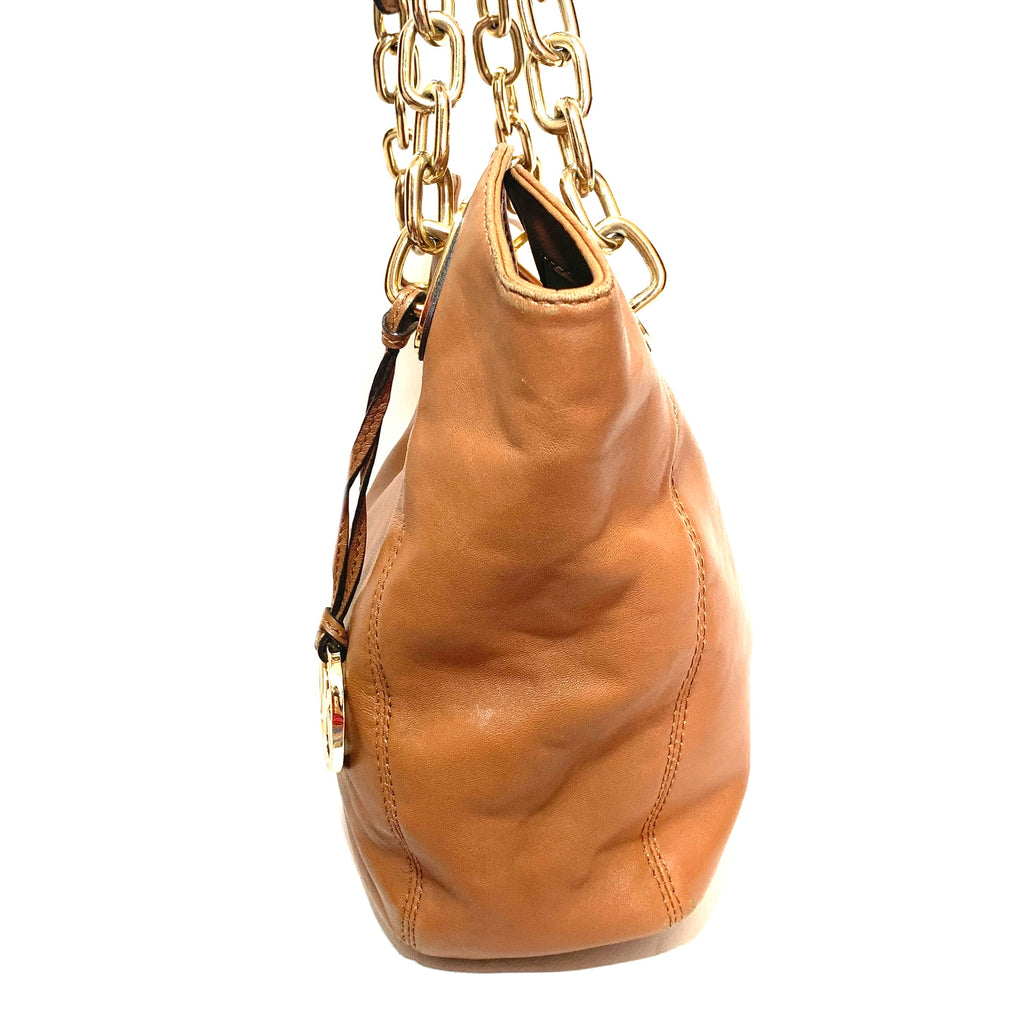 Michael Kors Tan Leather Gold Chain Shoulder Bag | Pre Loved |