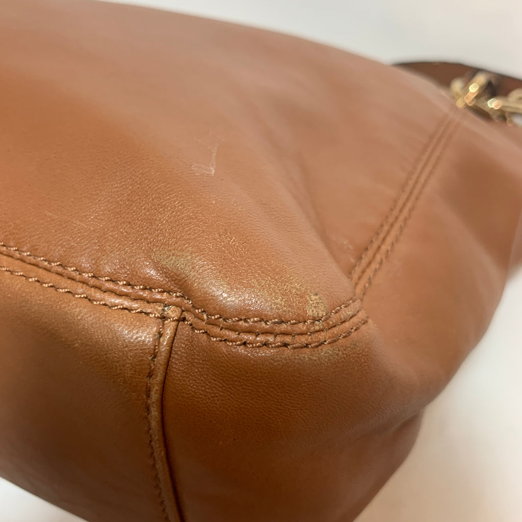 Michael Kors Tan Leather Gold Chain Shoulder Bag | Pre Loved |