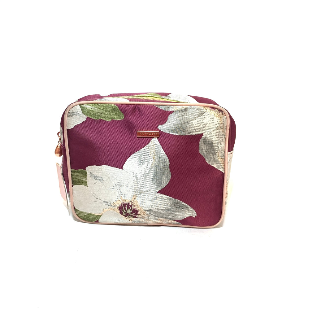Ted Baker Purple Floral Print Makeup Pouch | Brand New |