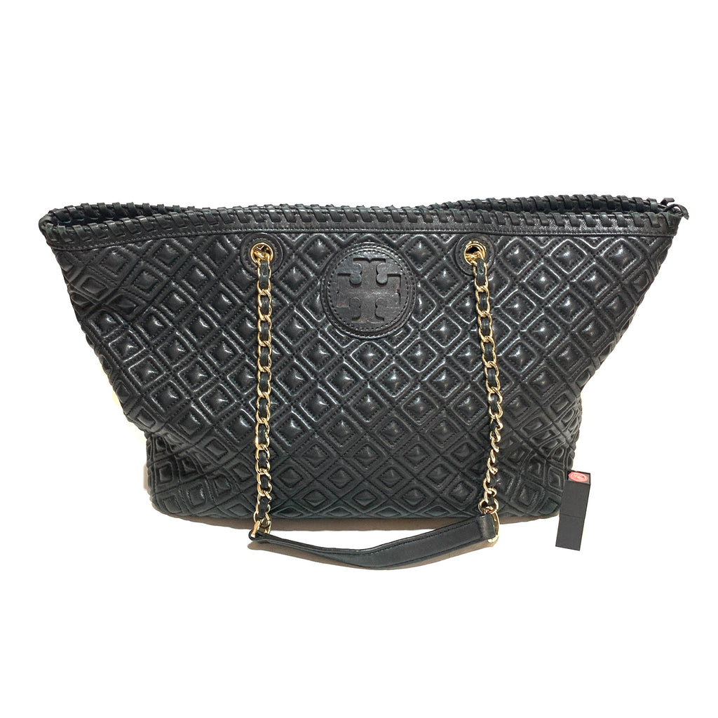 Tory Burch Black Marion Quilted Tote | Pre Loved |