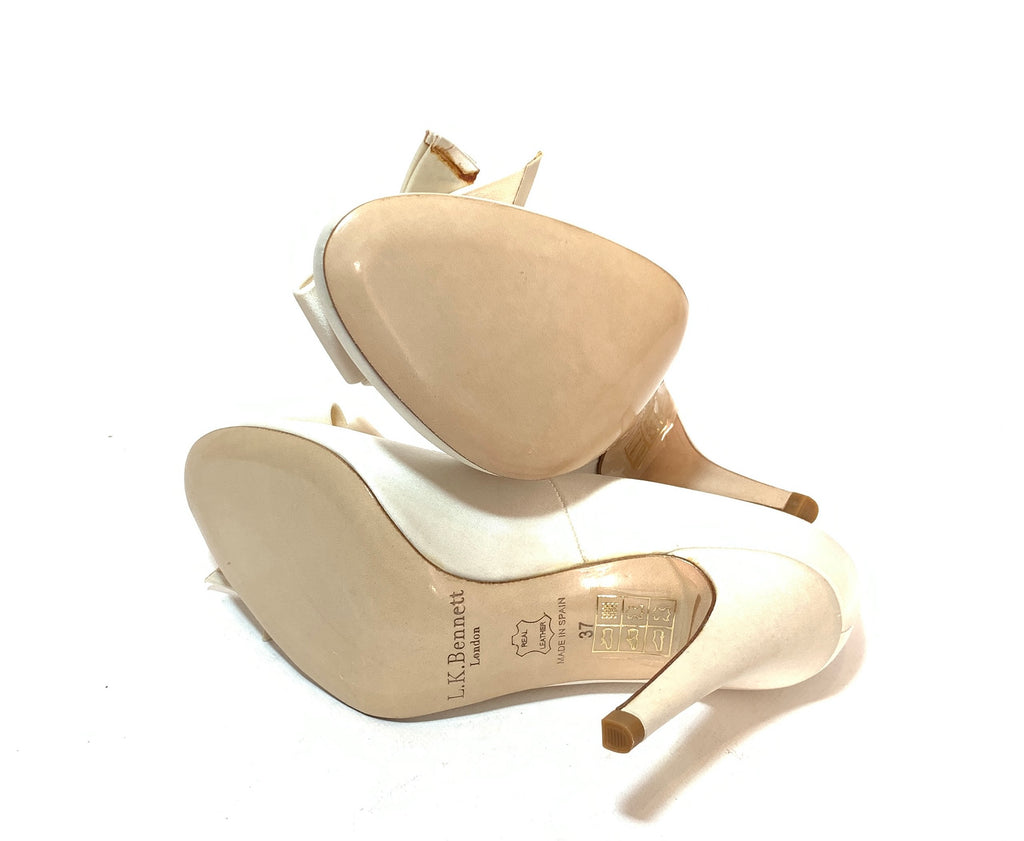 L.K Bennett Cream Satin Bow Heels | Like New |