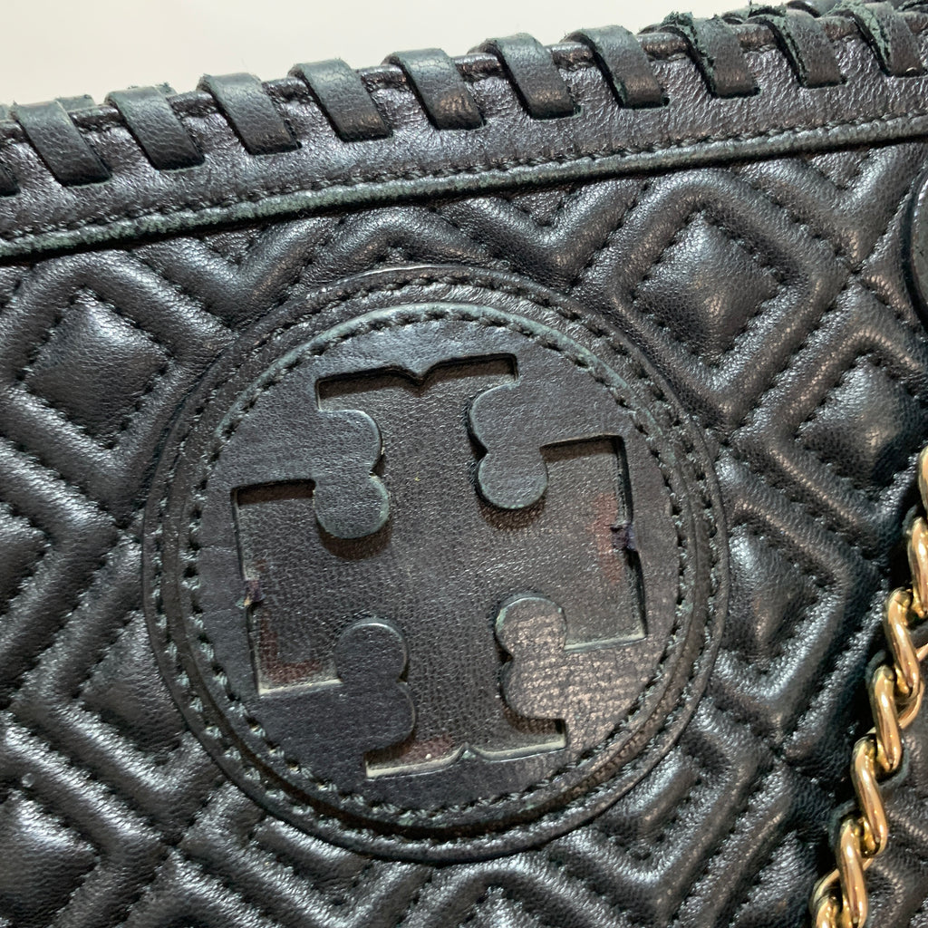 Tory Burch Black Marion Quilted Tote | Pre Loved |