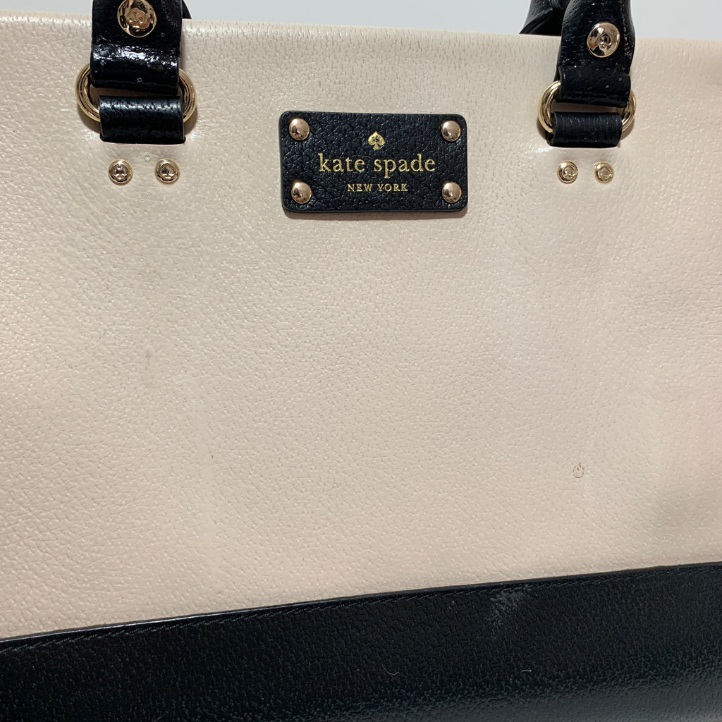 Kate Spade Black & Cream Leather Medium Satchel | Pre Loved |