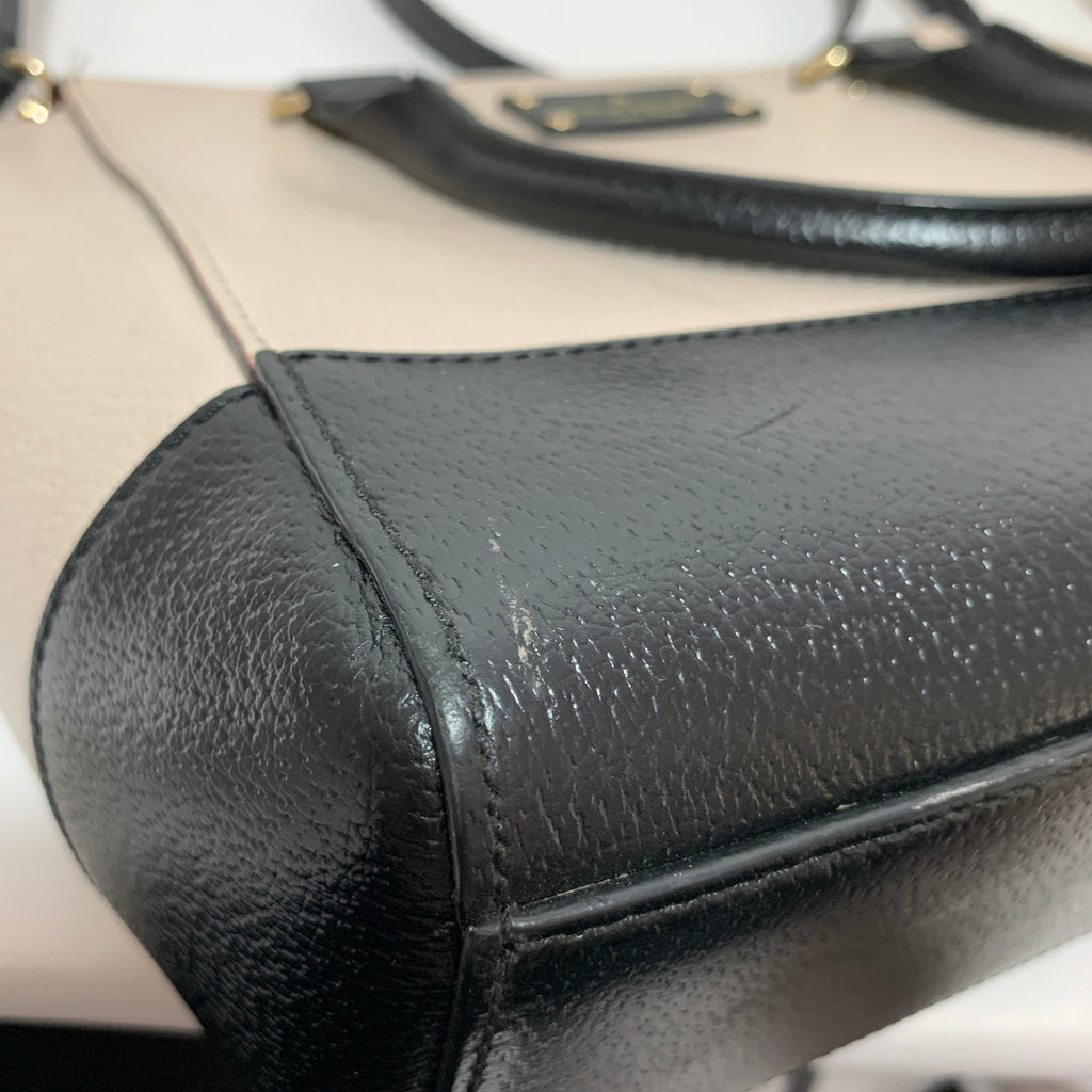 Kate Spade Black & Cream Leather Medium Satchel | Pre Loved |