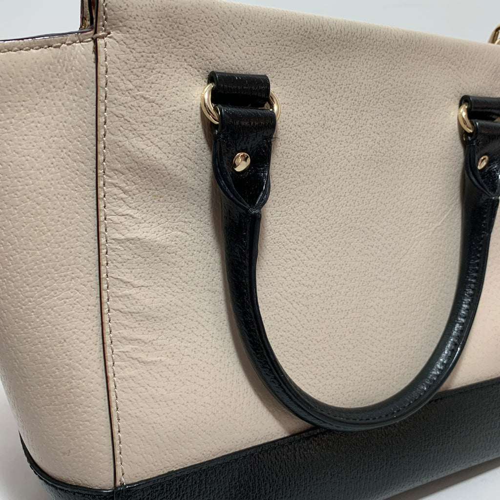 Kate Spade Black & Cream Leather Medium Satchel | Pre Loved |