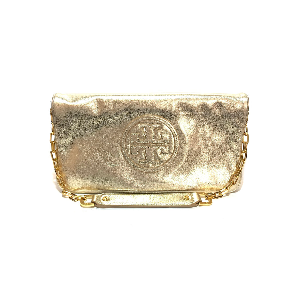 Tory Burch 'Reva Bombe' Gold Clutch | Gently Used |