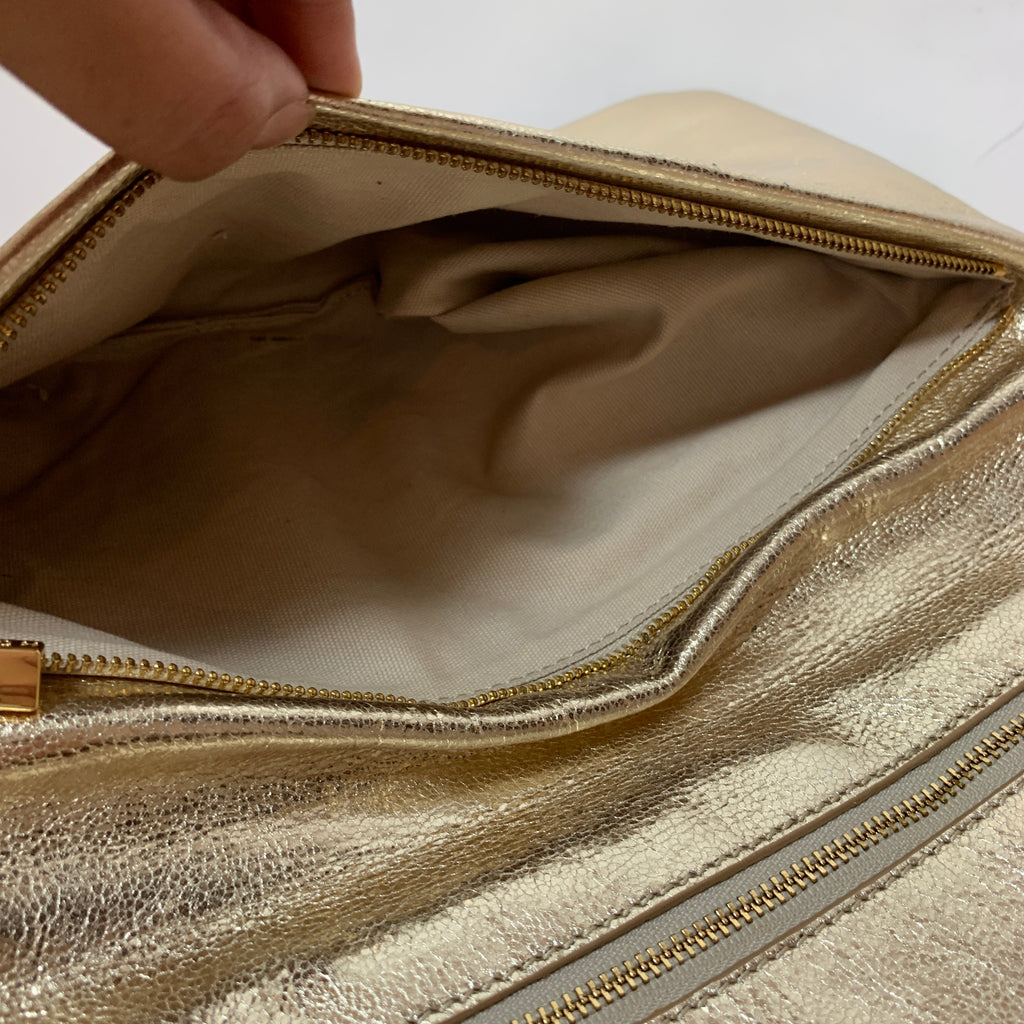 Tory Burch 'Reva Bombe' Gold Clutch | Gently Used |