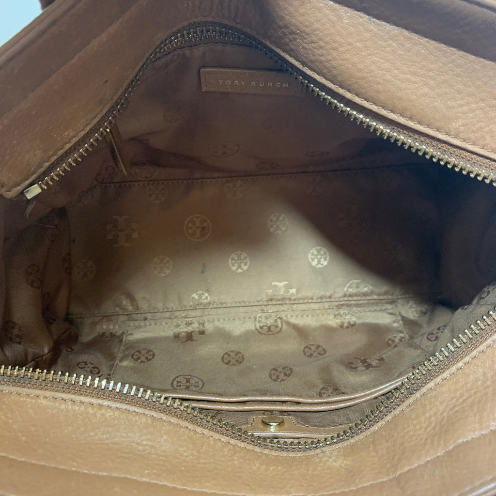 Tory Burch Meyer Tan Pebbled Leather Tote | Pre Loved |