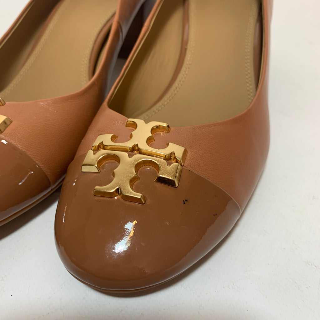 Tory Burch 'Everly' Tan Cap-Toe Leather Pumps | Like New |