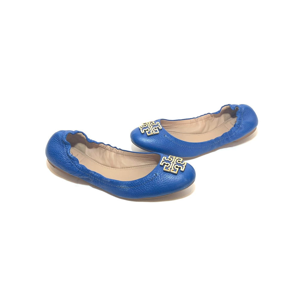 Tory Burch Blue Leather 'Melinda' Ballet Flats | Pre Loved |