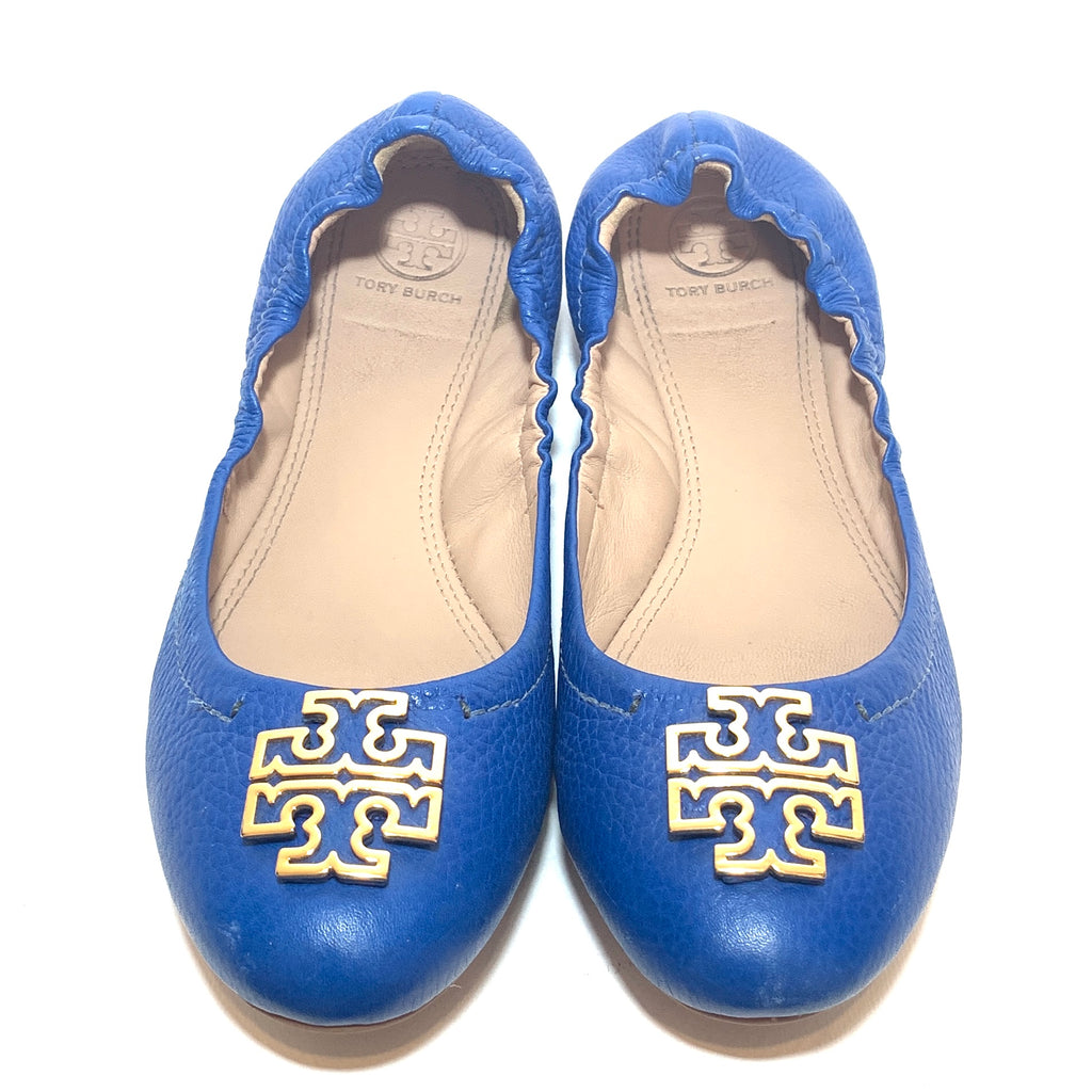 Tory Burch Blue Leather 'Melinda' Ballet Flats | Pre Loved |