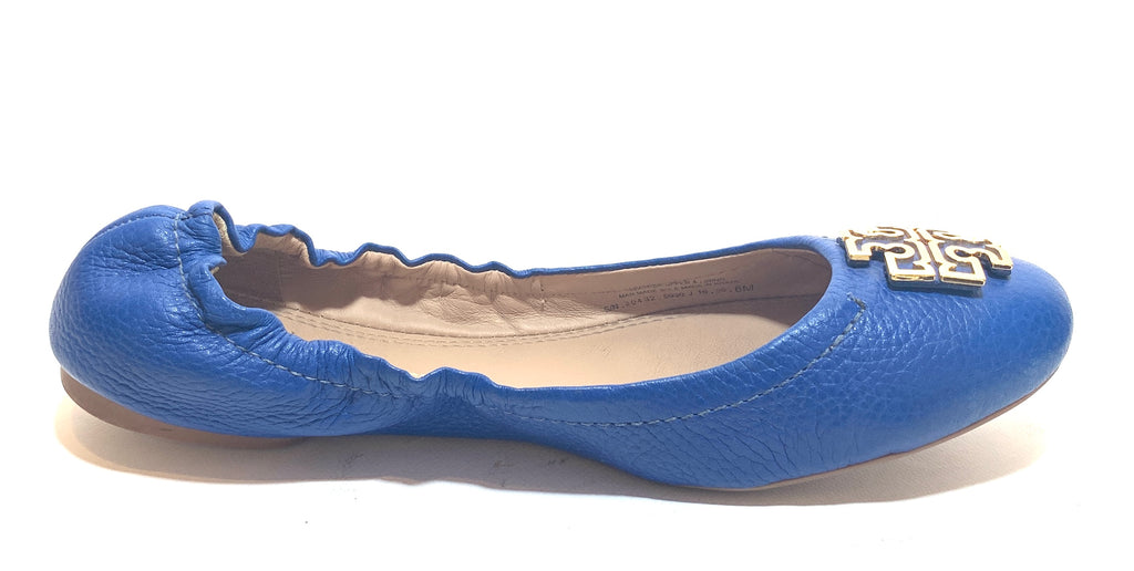 Tory Burch Blue Leather 'Melinda' Ballet Flats | Pre Loved |