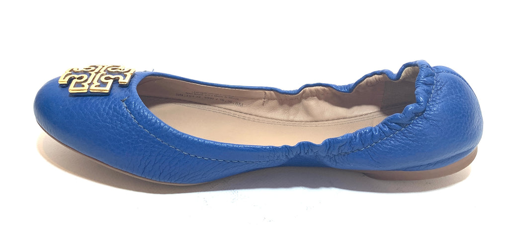 Tory Burch Blue Leather 'Melinda' Ballet Flats | Pre Loved |