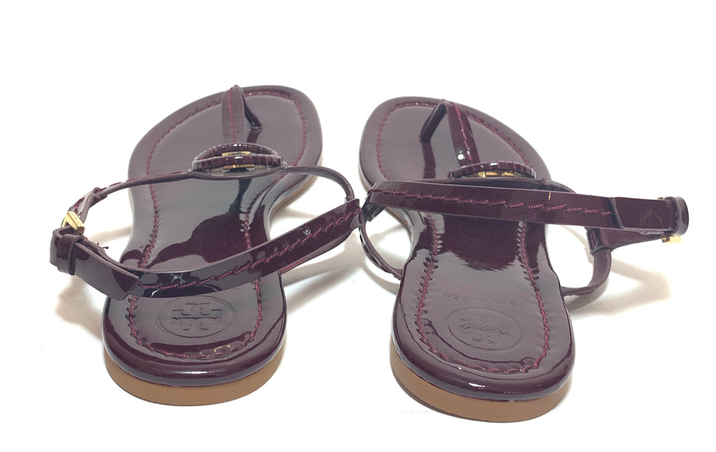 Tory Burch Burgundy Patent Leather 'Dillan' Thong Sandals | Like New |
