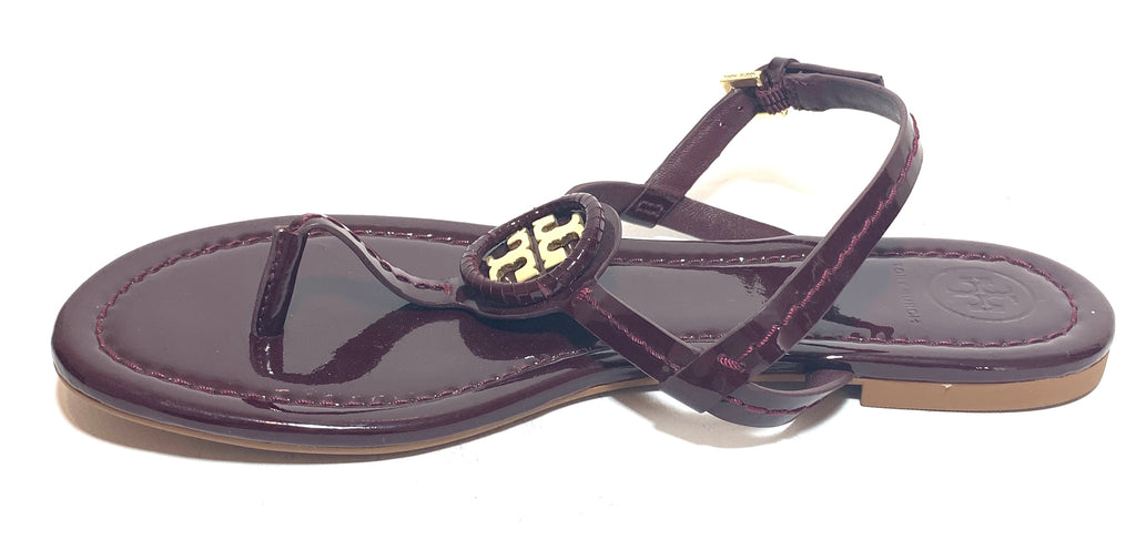 Tory Burch Burgundy Patent Leather 'Dillan' Thong Sandals | Like New |