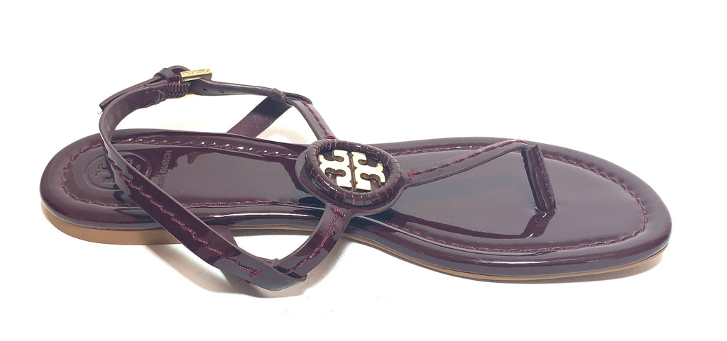 Tory Burch Burgundy Patent Leather 'Dillan' Thong Sandals | Like New |