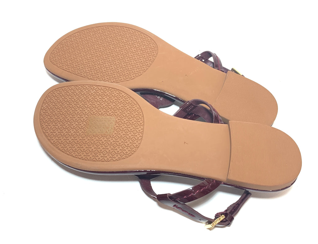 Tory Burch Burgundy Patent Leather 'Dillan' Thong Sandals | Like New |