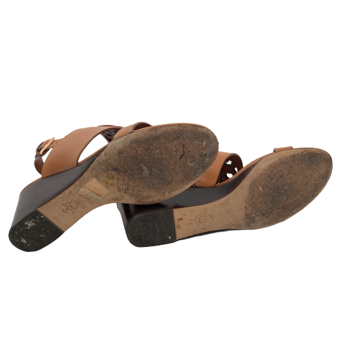Tory Burch Tan Leather 'Miller' Wedges | Pre Loved |