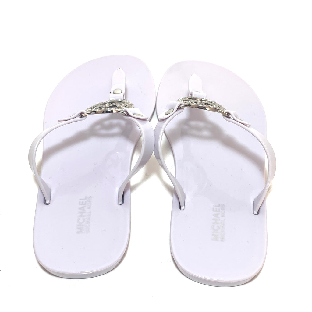 Michael Kors Light Grey Rhinestone Thong Jelly Sandals | Like New |