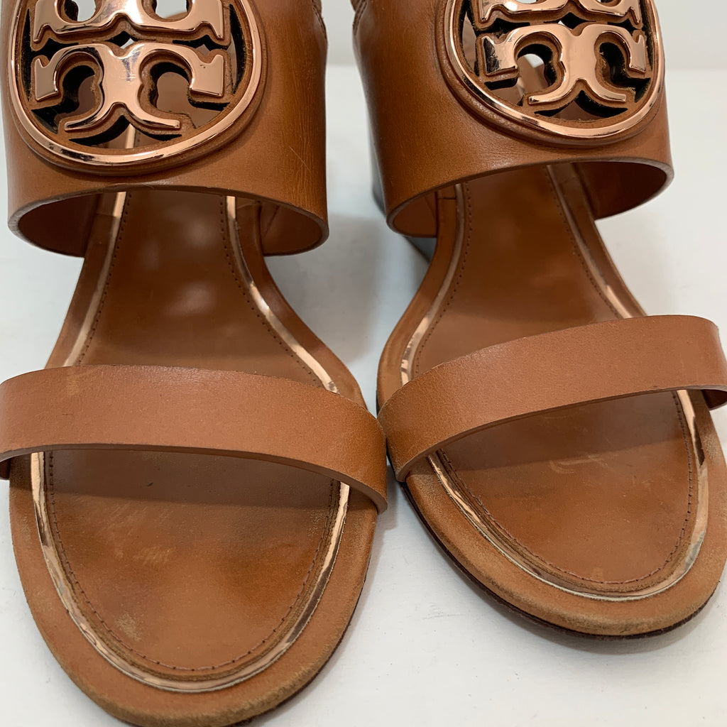 Tory Burch Tan Leather 'Miller' Wedges | Pre Loved |