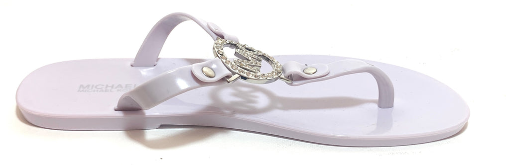 Michael Kors Light Grey Rhinestone Thong Jelly Sandals | Like New |