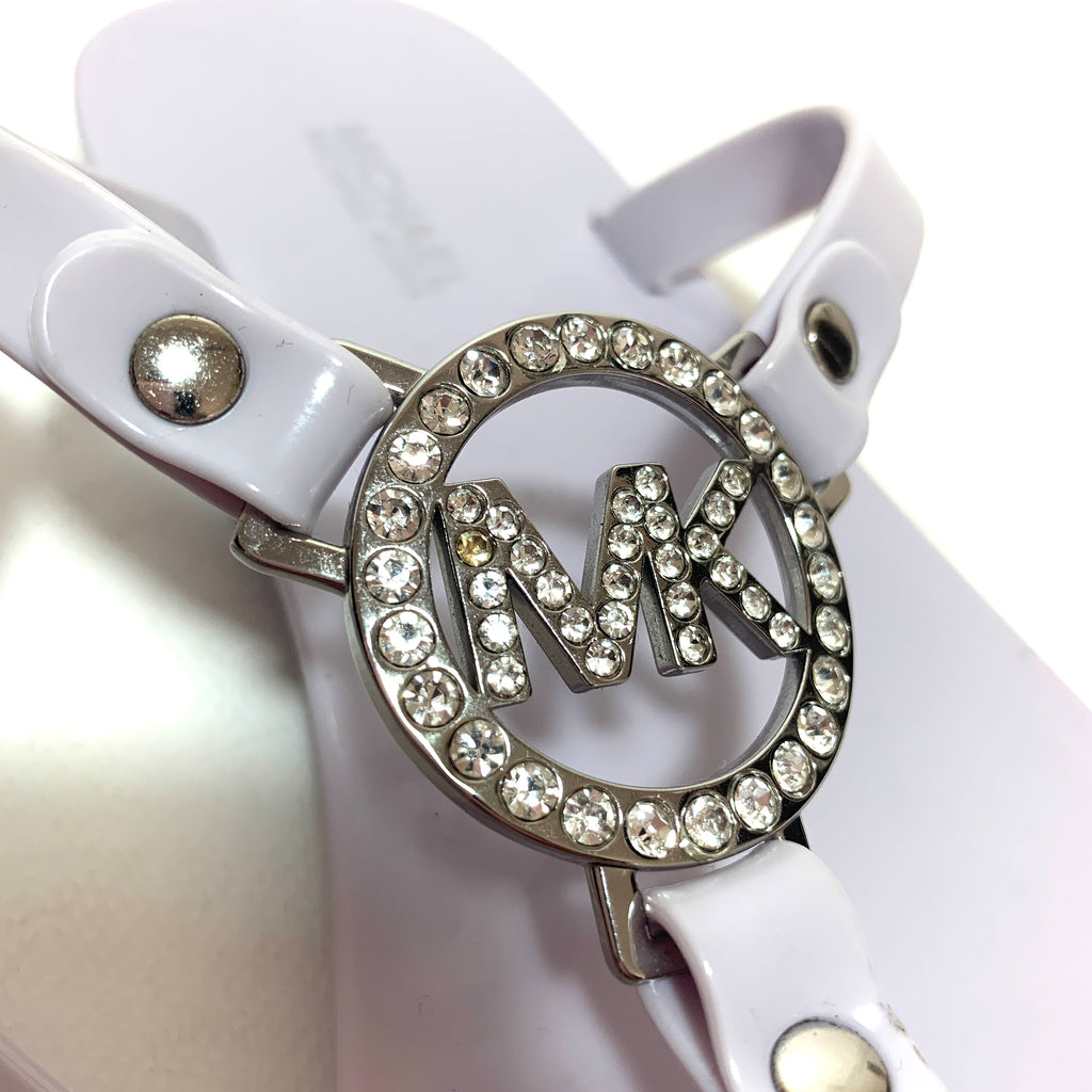 Michael Kors Light Grey Rhinestone Thong Jelly Sandals | Like New |